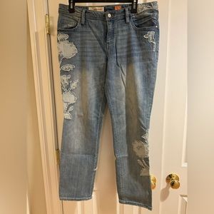 Anthropologie Pilcro and the letterpress Hyphen fit Appliqué patch jeans sz 29